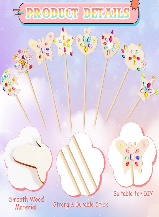 Roowest 24 Pcs Wood Princess Wands Make Your Own Fairy Wands Making Kit Unfinished Wooden DIY Princess Craft Magic Sticks for Girls - Image 2